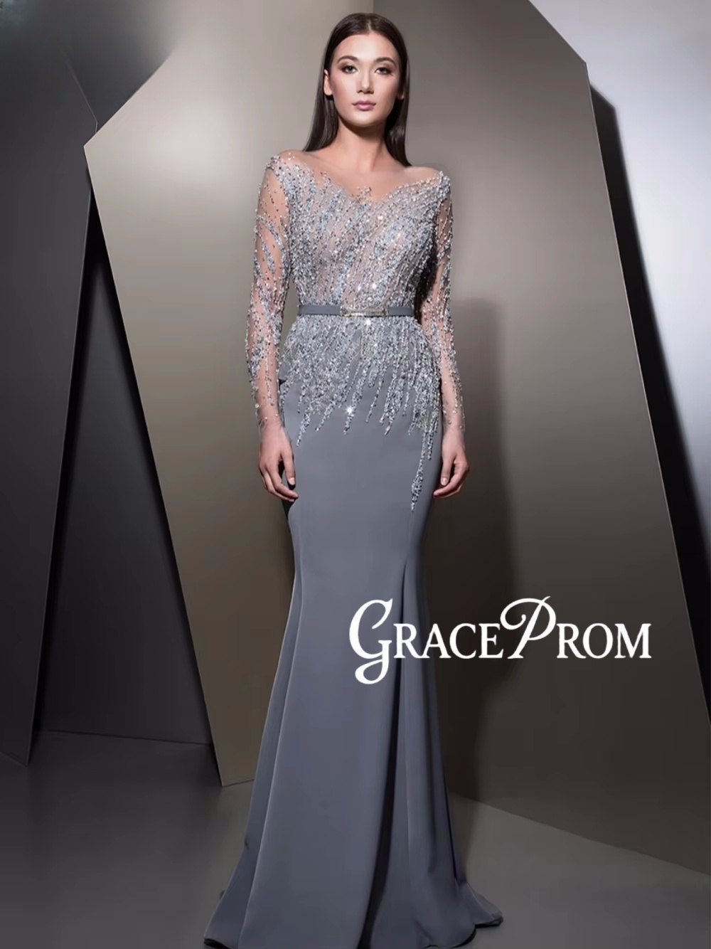 Women'S Formal Dinner Wear - GRACEPROM Illusion robe de soirée à