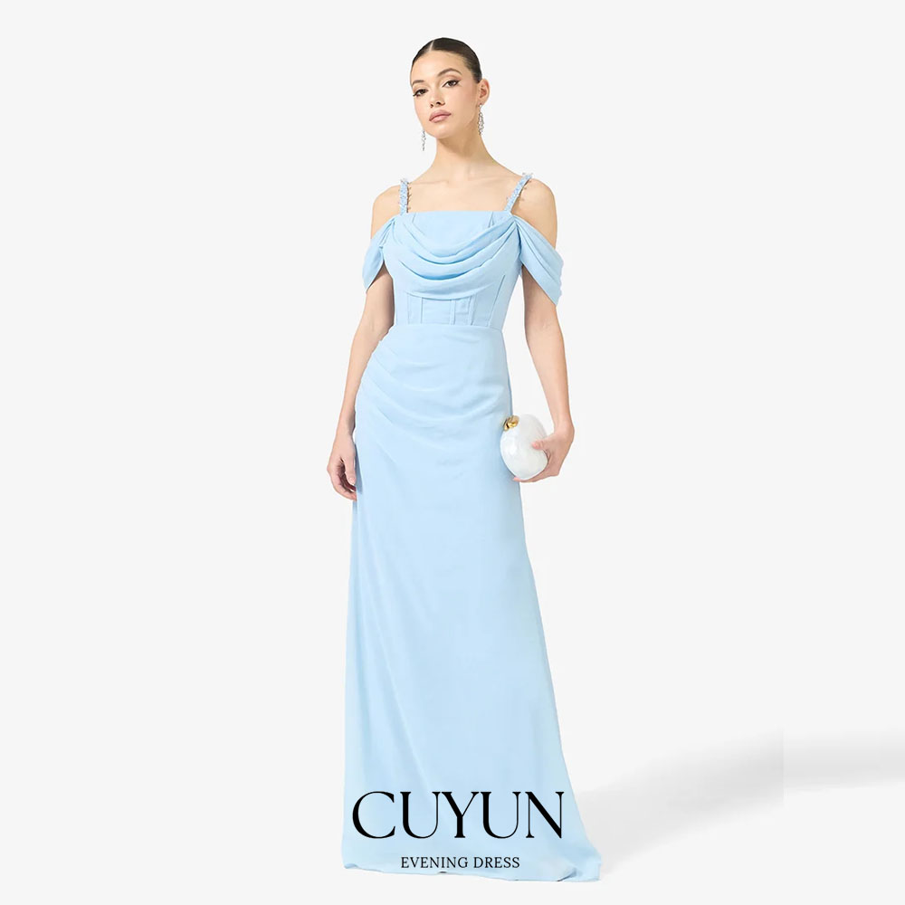 Women'S Formal Dinner Wear - CUYUN personnalisé bleu ciel robes de