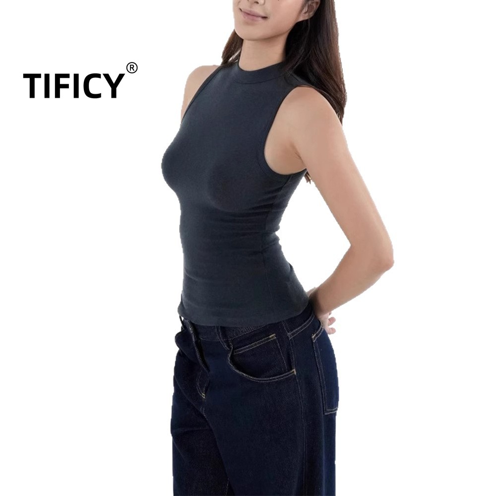Women'S Formal Evening Wear Tops - Débardeur Rétro Sport à Col Semi-Montant