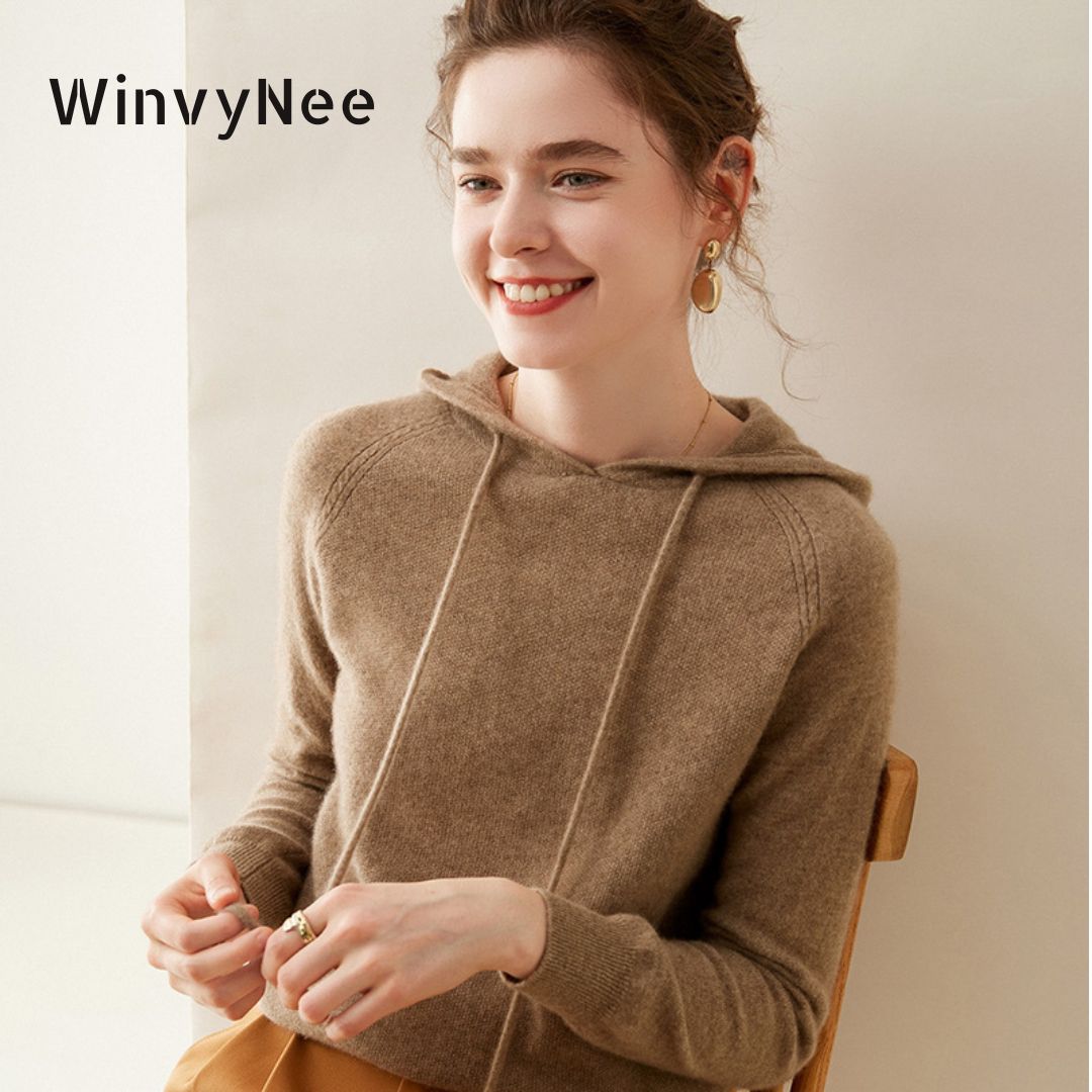 Cashmere Sweater Formal - WinvyNee Pull à capuche en cachemire