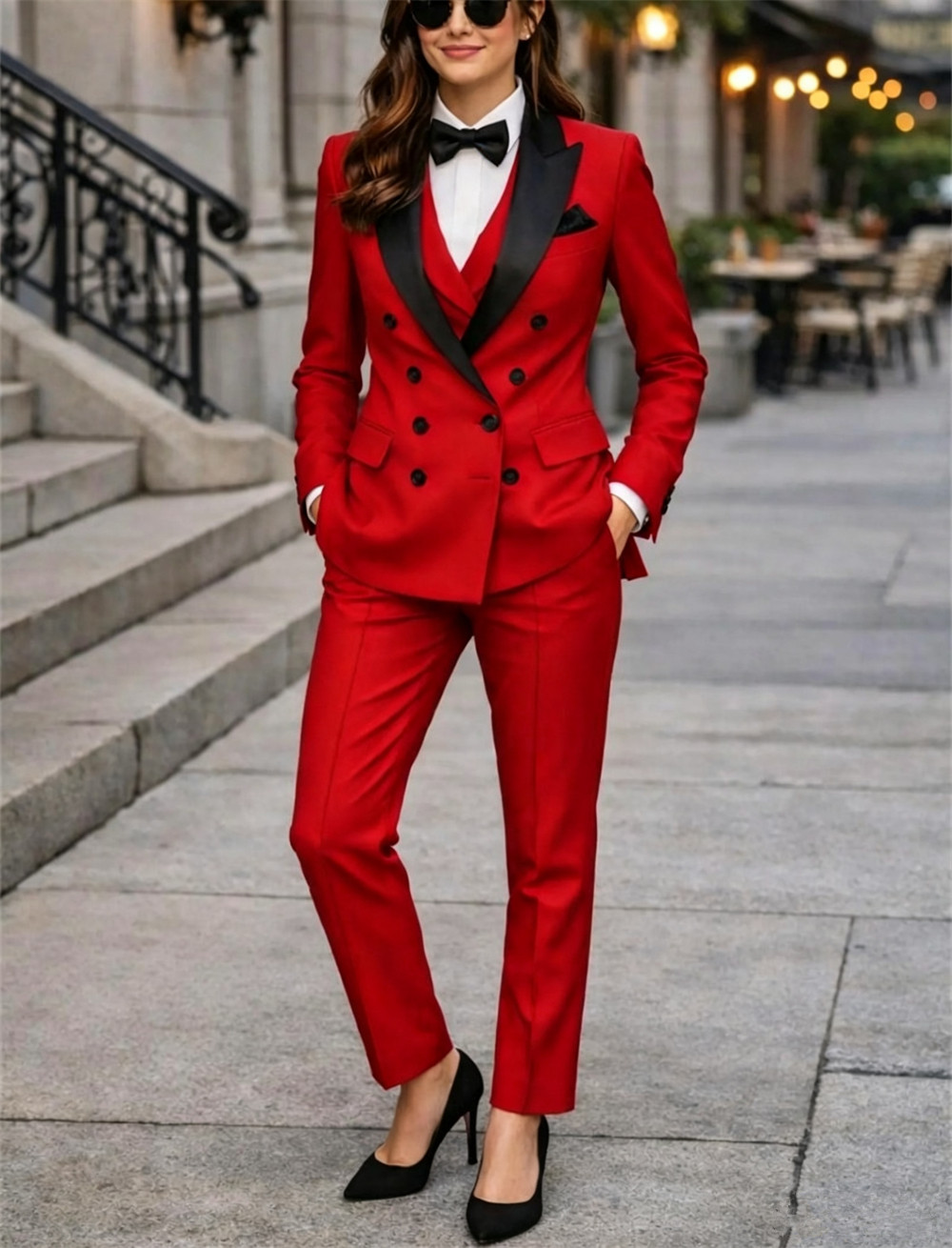 Women Formal Wear Vest - Costumes pour femmes à double boutonnage,