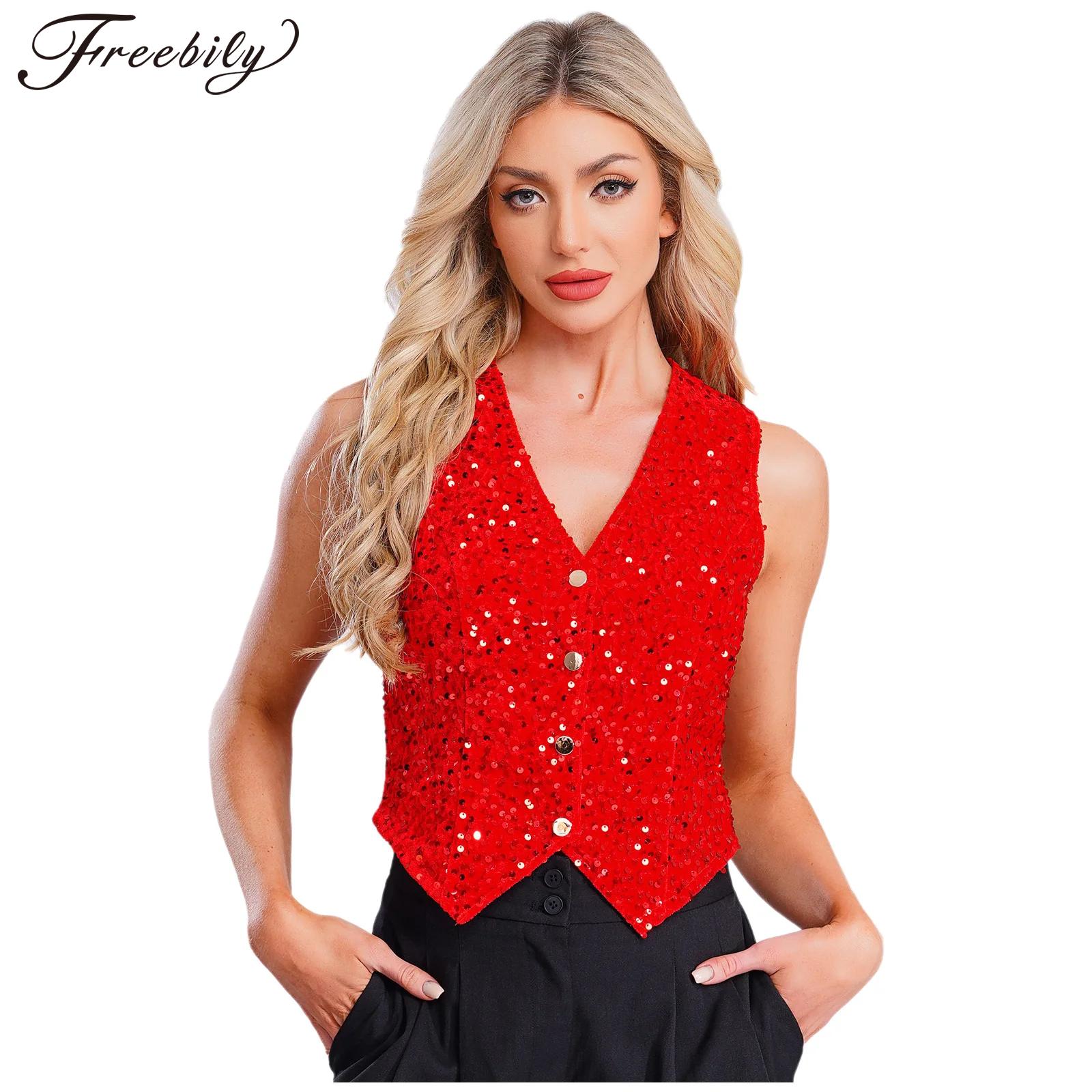 Women Formal Wear Vest - Gilet à paillettes brillantes pour femmes,