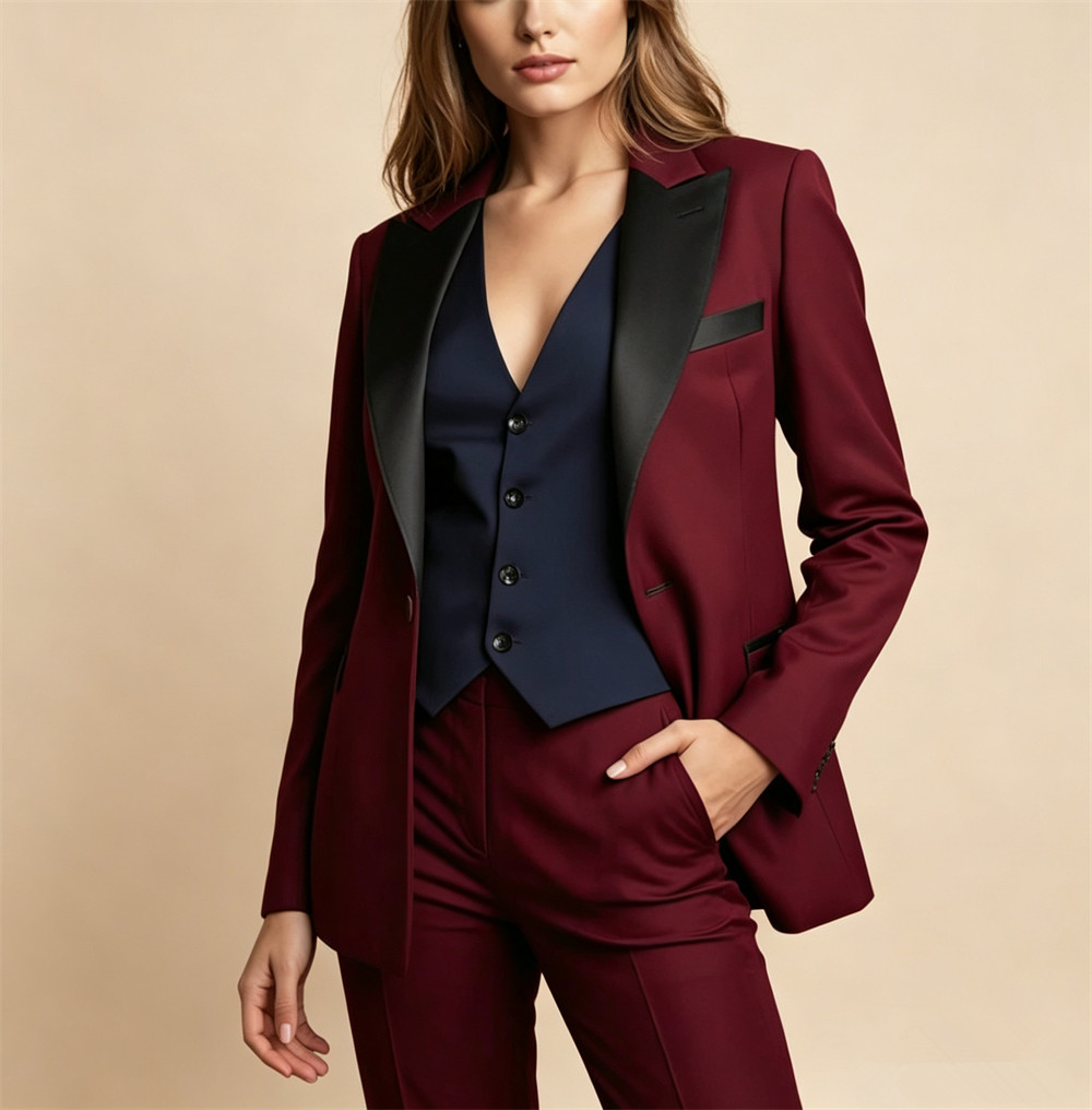 Women Formal Wear Vest - Costumes élégants pour femmes en bordeaux,