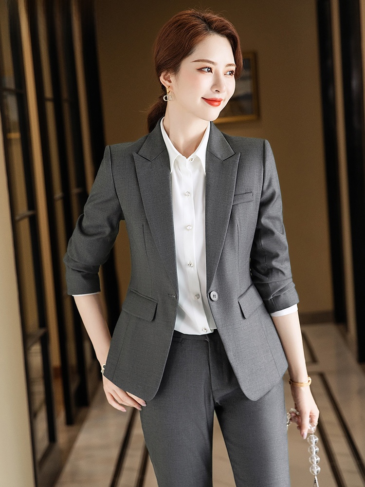 Women Formal Wear Interview - Ensemble de costume gris pour femme,