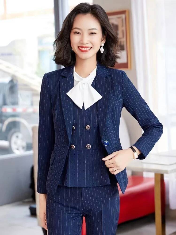 Women Formal Wear Interview - Costumes d'affaires formels rayés pour femmes,