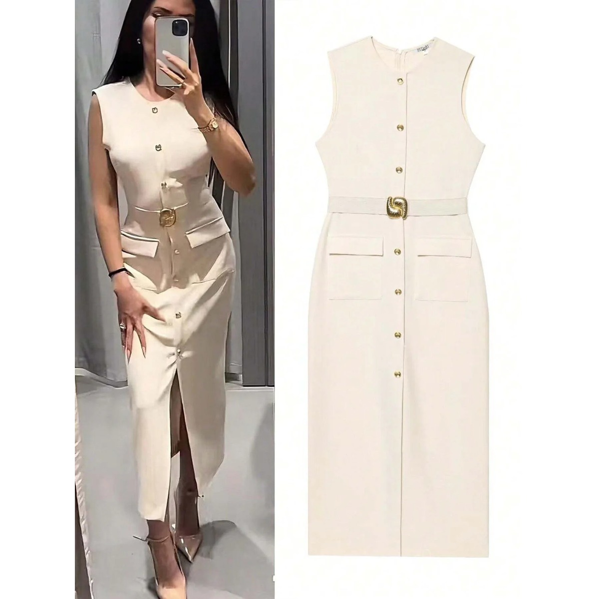 Women'S Formal Dinner Wear - Robe sans manches à col rond