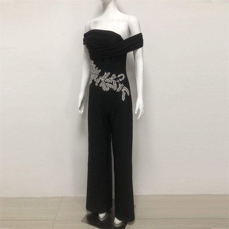 Cristaux noirs femmes combinai - Women'S Formal Jumpsuit Evening Wear avis et prix