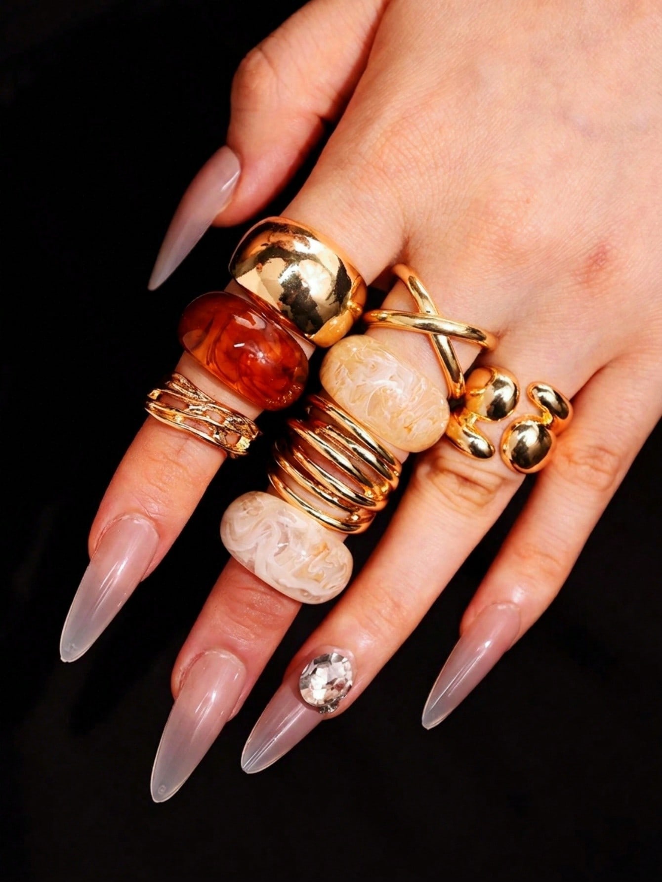 Ensemble de 8 bagues géométriq - Formal Wear Jewelry For Women avis et prix