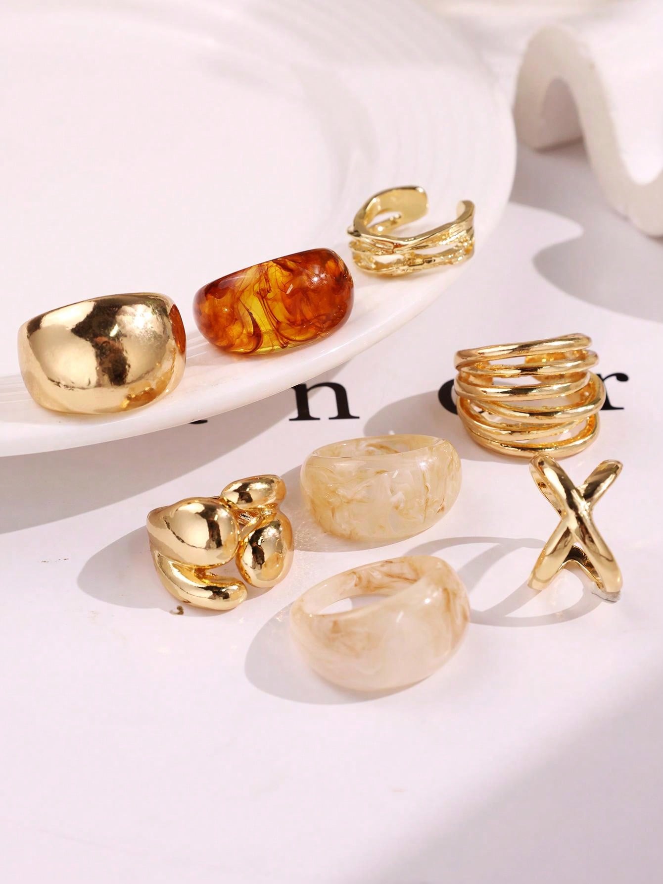 Ensemble de 8 bagues géométriq - Formal Wear Jewelry For Women avis et prix