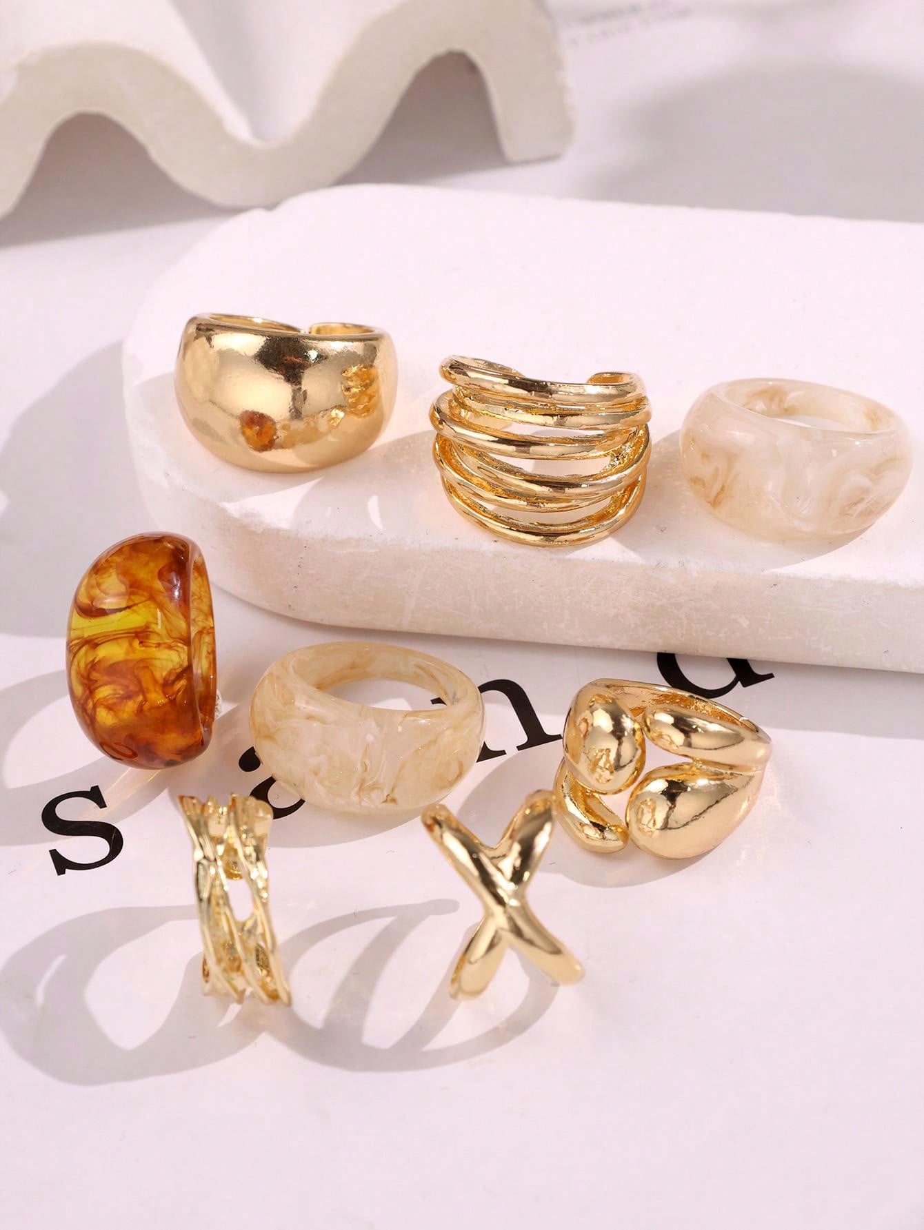 Ensemble de 8 bagues géométriq - Formal Wear Jewelry For Women avis et prix