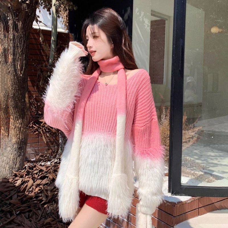 Pull à col en v dégradé pour f - Cashmere Sweater Formal avis et prix