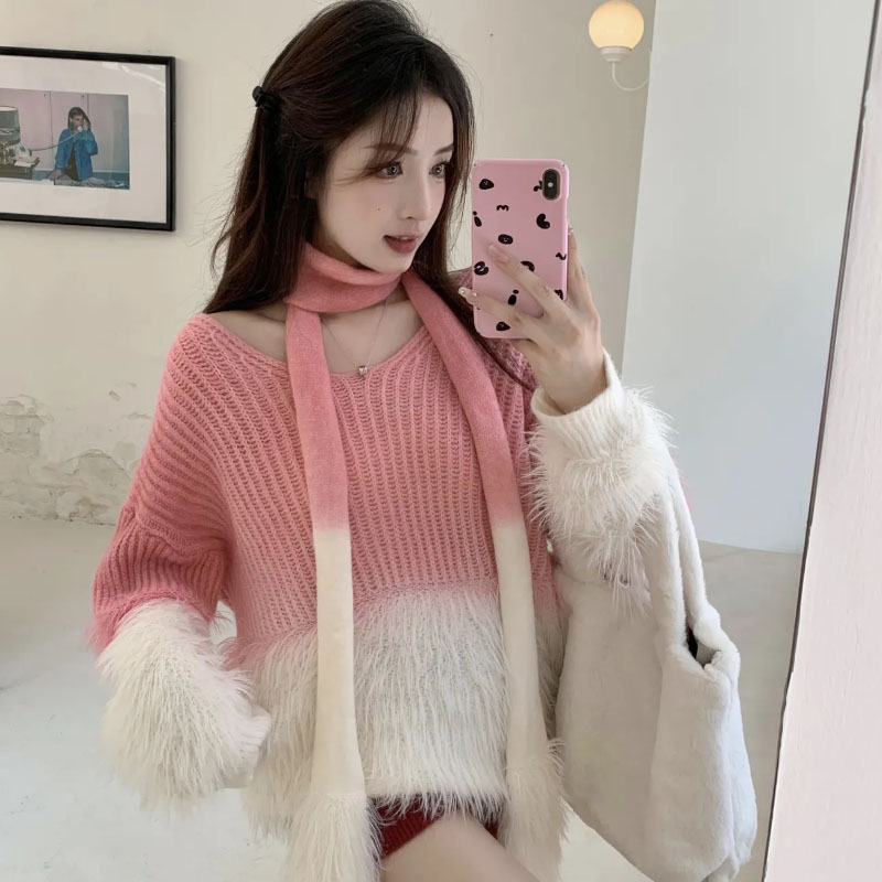 Pull à col en v dégradé pour f - Cashmere Sweater Formal avis et prix
