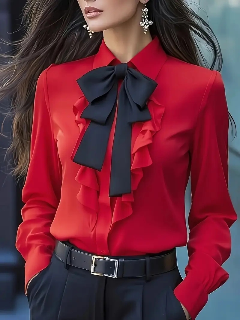 Chemisier élégant à manches lo - Women Formal Blouses For Evening Wear avis et prix